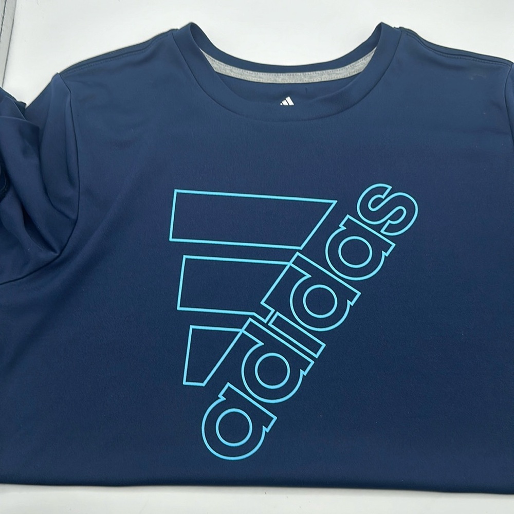 Adidas t-shirt youth medium blue short sleeve tee breathable lightweight